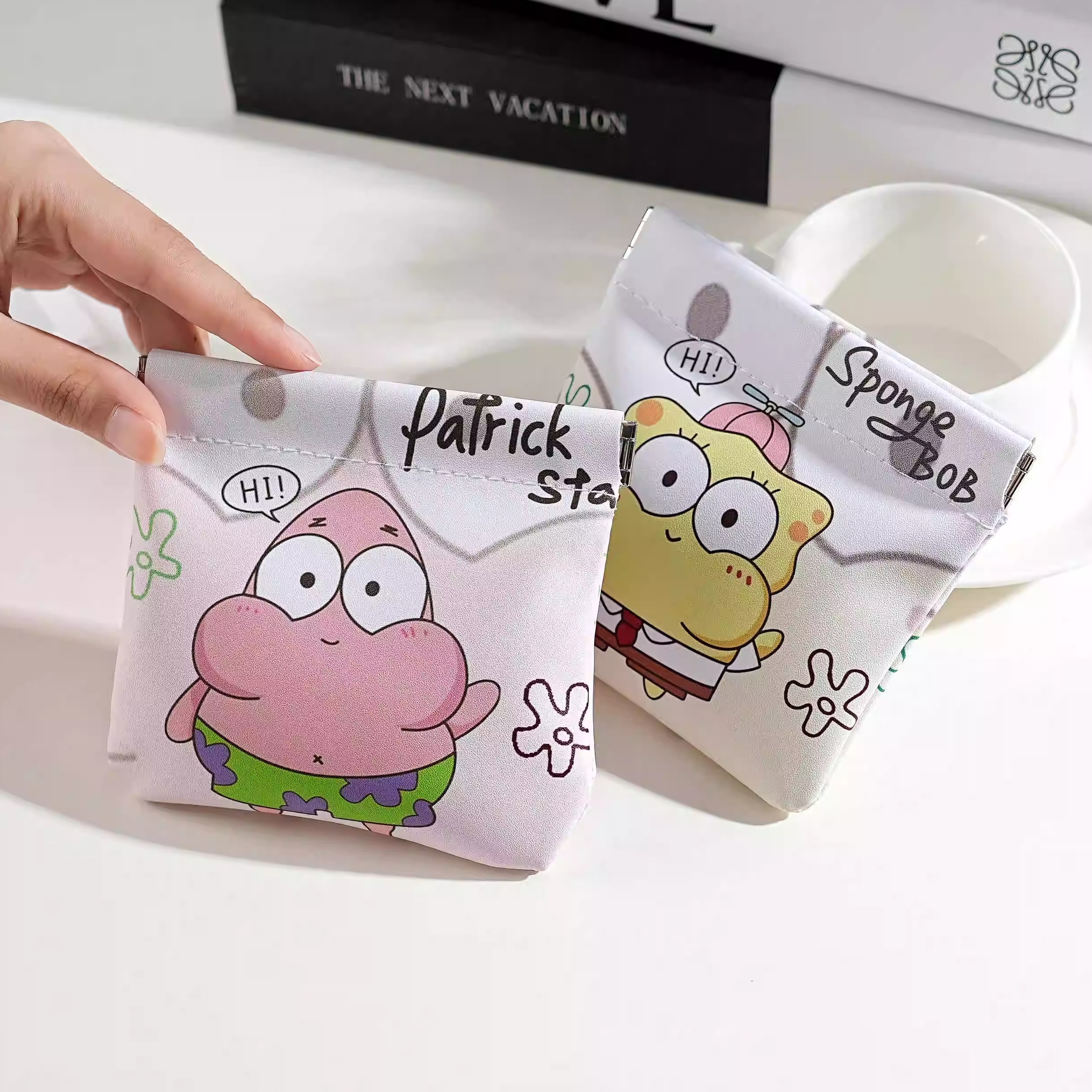 卡通可爱数据线随身袋自动闭合紧口收纳包磁吸盒弹片小便携保护套