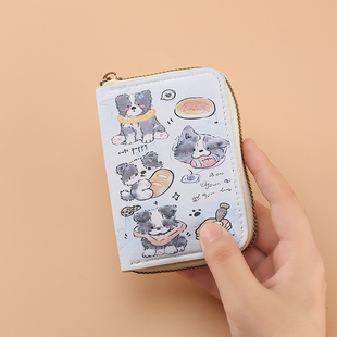 ins风高级感可爱卡通学生短款折叠皮夹卡包多卡位大容量证件套