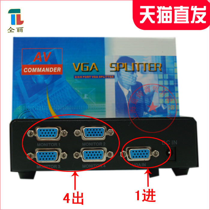 仝丽 VGA分配器 VGA一进二出四出 二进一出 分配器切换器 高屏显
