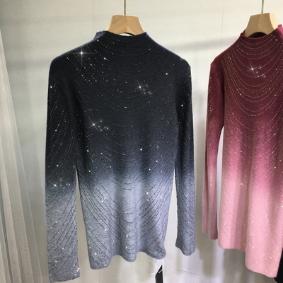 欧货重工烫钻半高领毛衣