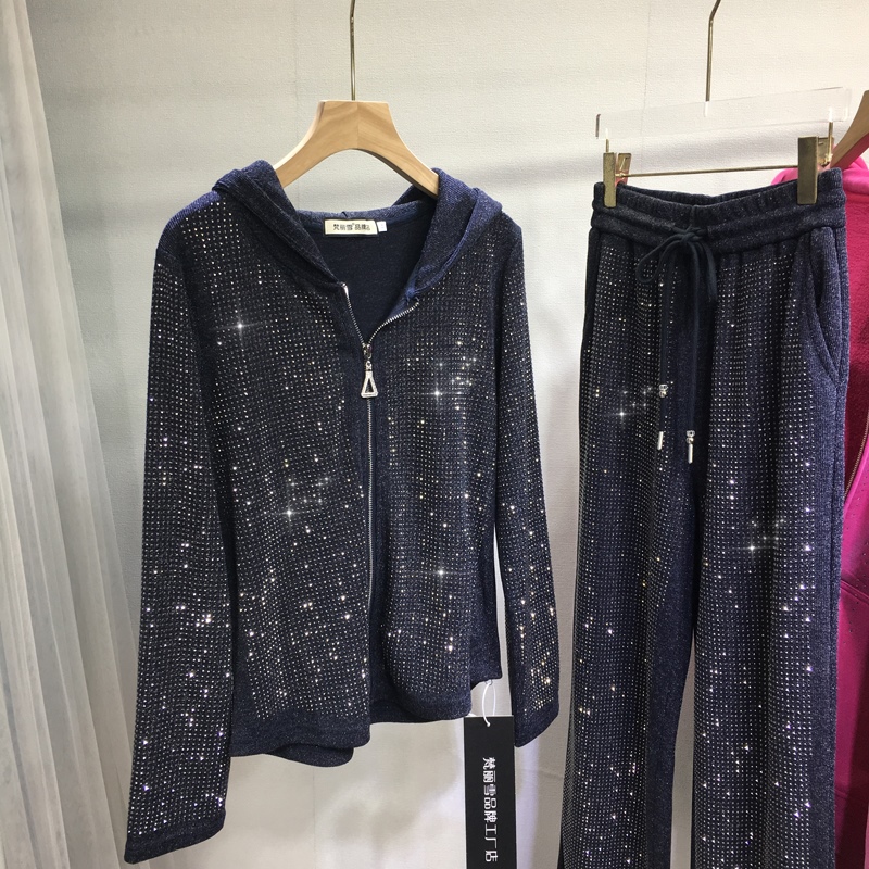 梵丽雪欧货重工烫钻轻奢两件套