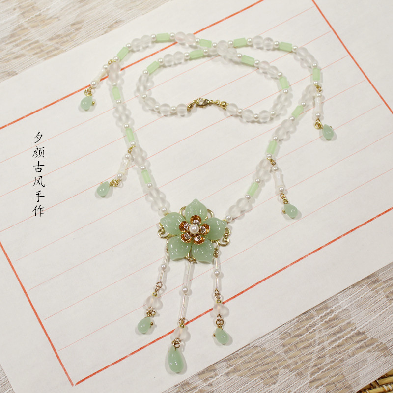 【绿芜】夕颜古风手作原创明制汉服配饰秋冬长款软璎珞青色项链在类目 饰品/流行首饰/时尚饰品新, 项链中 - 来自Buy2taobao.com提供专业的淘宝代购服务