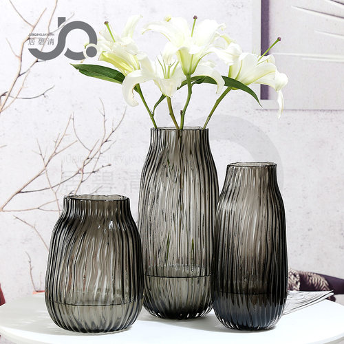 百合样板间玻璃花瓶富贵竹欧式