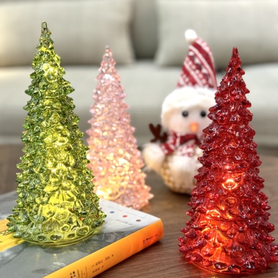 LED发光玻璃圣诞树摆件