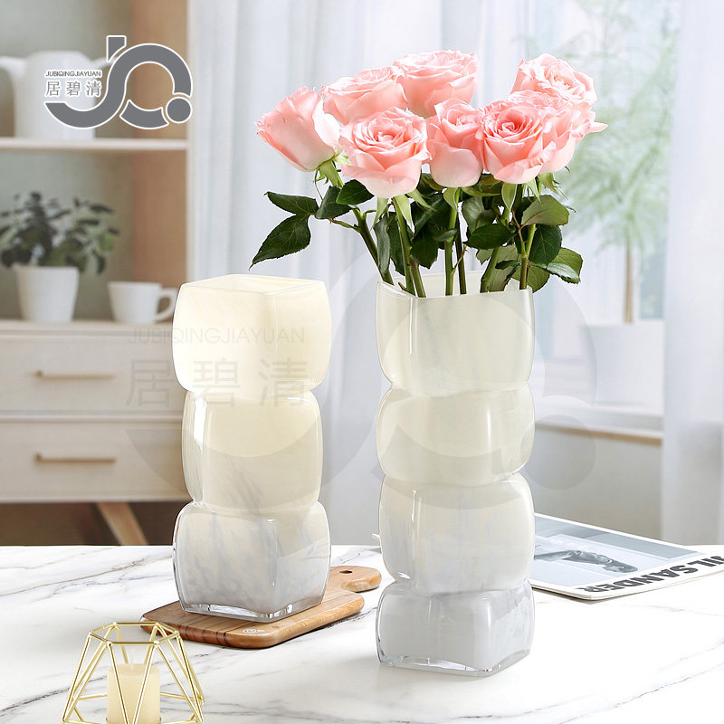 法式浪漫瓷粉玻璃花瓶