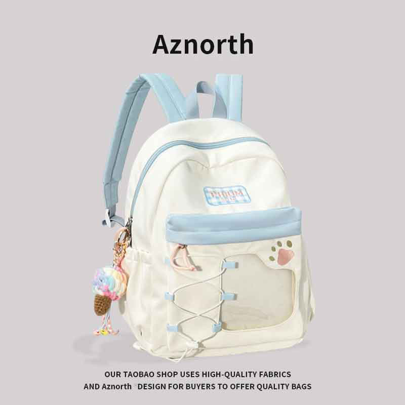 AZN新品 高颜值背包女大容量学院风双肩包初中高中生上课轻便书包