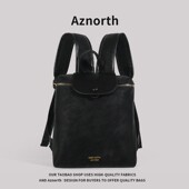 AZN新品 背包双肩女高颜值时尚 百搭双肩包高级感黑色复古背包1.10