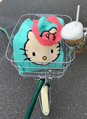 Cutlery丨可爱毛线kitty针织包jisoo金智秀同款黑皮kitty单肩包