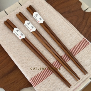 Cutlery 尖头六角龟甲实木筷子可机洗 好好吃饭出口原单日式