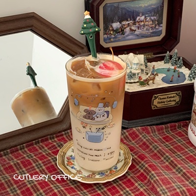 雪人小狗大容量高硼硅咖啡玻璃杯