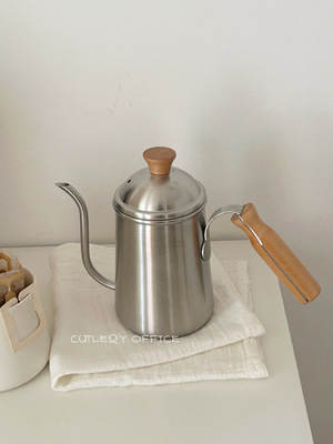 不锈钢砂光加厚木手柄手冲壶