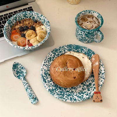 搪瓷松石绿酸奶碗麦片碗