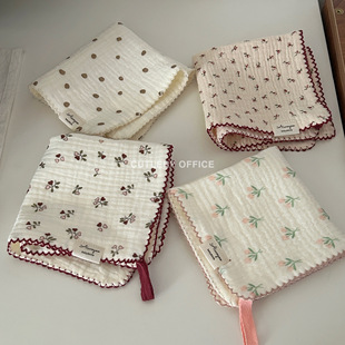 Cutlery 韩系ins小碎花波点方形纯棉隔热餐垫厨房抹布摆拍方巾