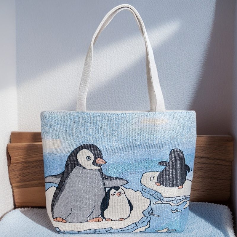 企鹅新款刺绣帆布单肩包卡通休闲手拎包通勤手提包提花学生补习包,箱包皮具/热销女包/男包,单肩包,淘宝优惠券,粉丝福利购,淘宝优惠卷