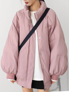 CHICVEN「万物生长」小众压褶肌理感连帽茧型蓬松羽绒服外套女冬