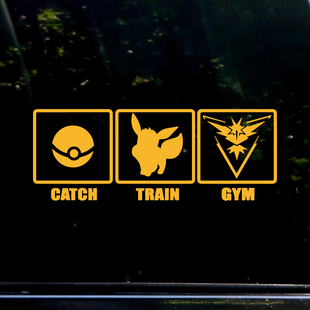 CATCH 精灵球 TRAIN 车贴含皮卡丘 道馆标识贴纸 GYM 宝可梦