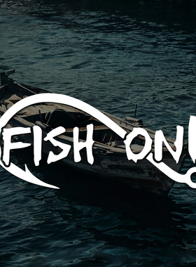 FISH ON!钓友简单个性创意钓鱼钩户外露营汽车油箱电动车装饰车贴