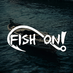 FISH ON!钓友简单个性创意钓鱼钩户外露营汽车油箱电动车装饰车贴