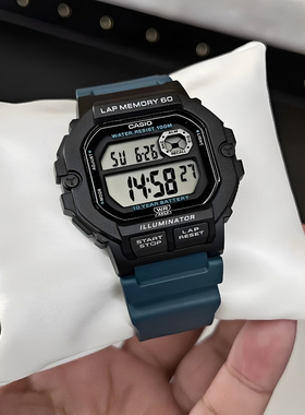 CASIO卡西欧小方块手表男复古学生运动功能WS-1400H-3A
