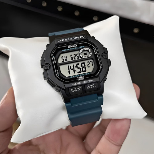 CASIO卡西欧小方块手表男复古学生运动功能WS-1400H-3A