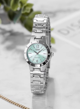卡西欧 CASIO手表 时尚绿色防水小巧石英学生女士表LTP-1177A-3A