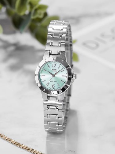 卡西欧 CASIO手表 时尚绿色防水小巧石英学生女士表LTP-1177A-3A