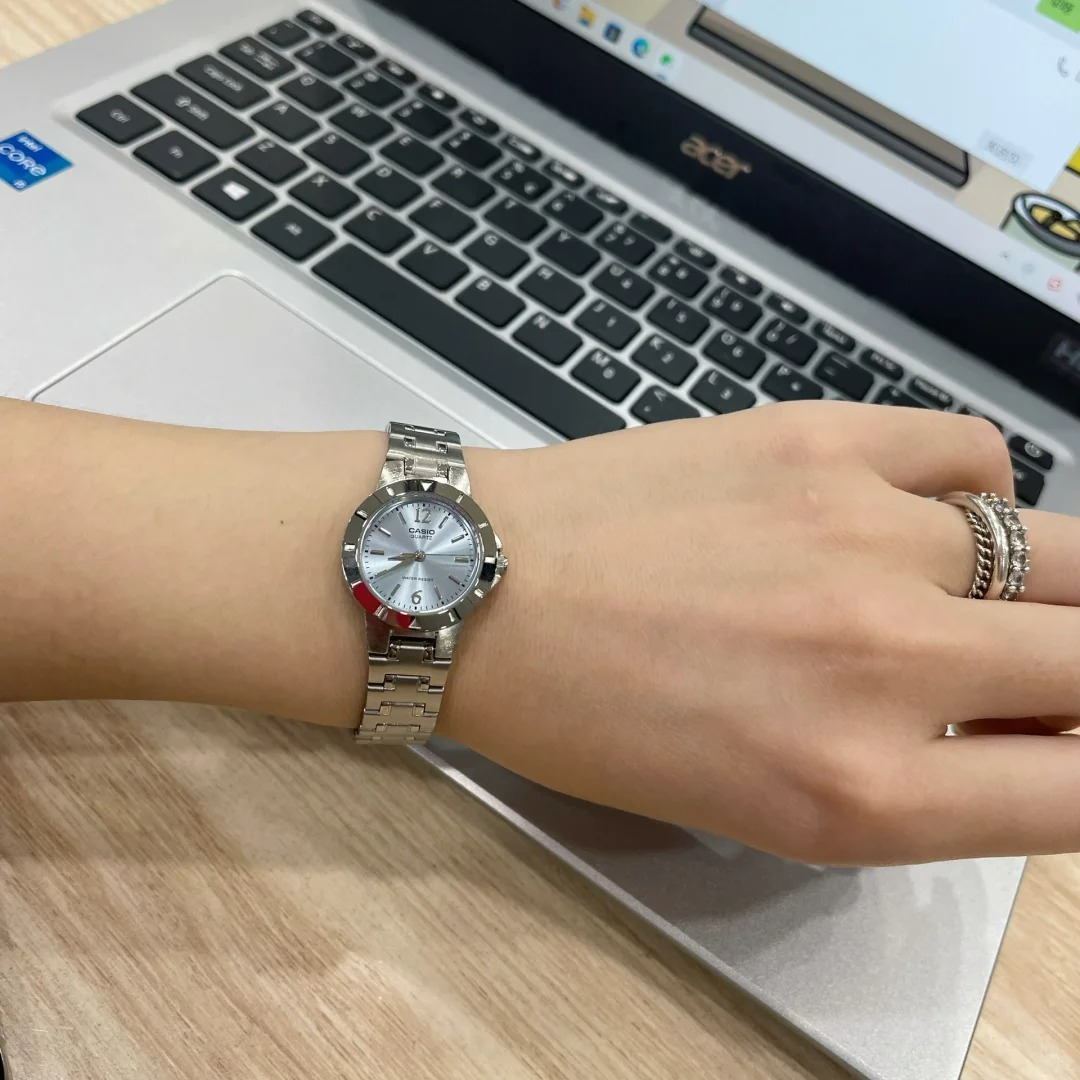 卡西欧手表冰蓝时尚指针石英防水女式手表LTP-1177A-2A