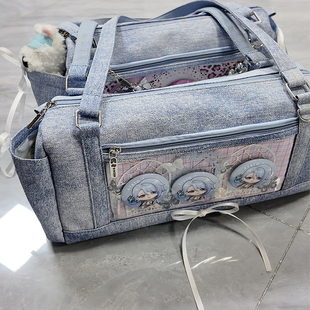 斯莫尔原创设计牛仔皮小食量咪痛包女二次元学院风托特日常单肩包