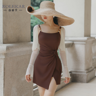 洛丽卡 罩衫两件套泳衣女保守新款遮肚显瘦夏季仿赛泳装女款平角