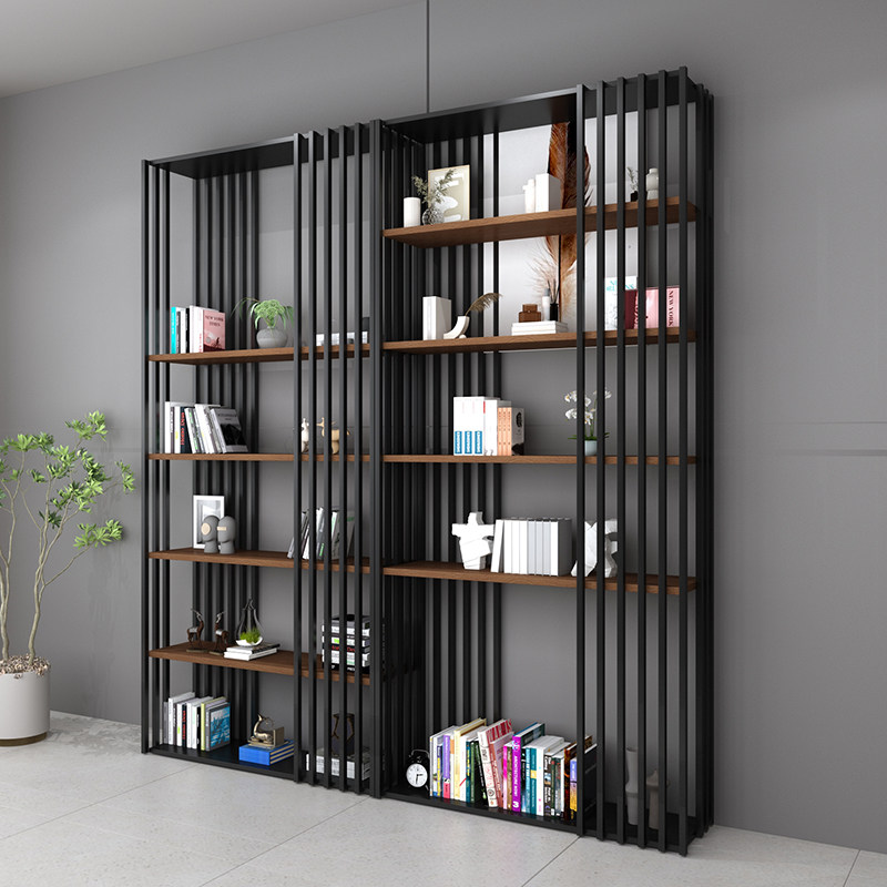 落地书架展示柜现代简约置物架隔断柜子铁艺办公室靠墙茶室装饰柜