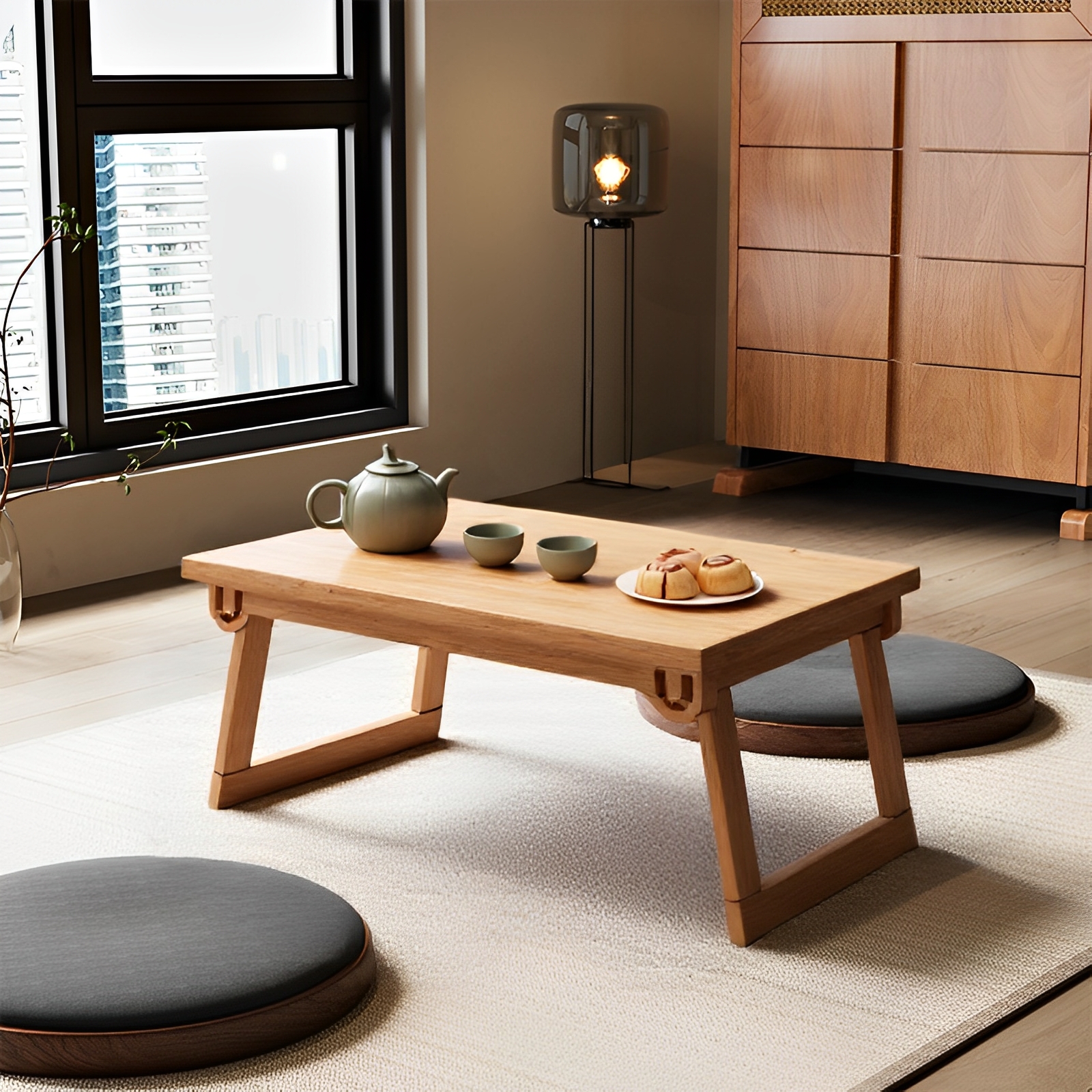 实木飘窗茶桌茶几日式榻榻米简约矮桌阳台茶几小桌子可折叠床上桌