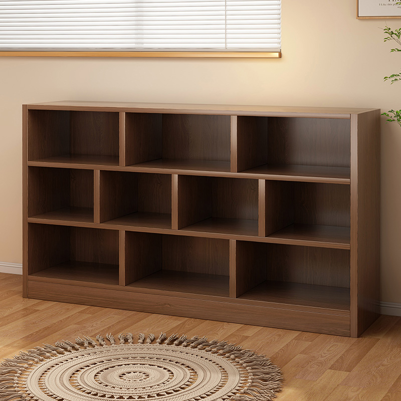 书架落地置物架一体靠墙收纳柜客厅收纳格子柜家用幼儿园矮书柜子