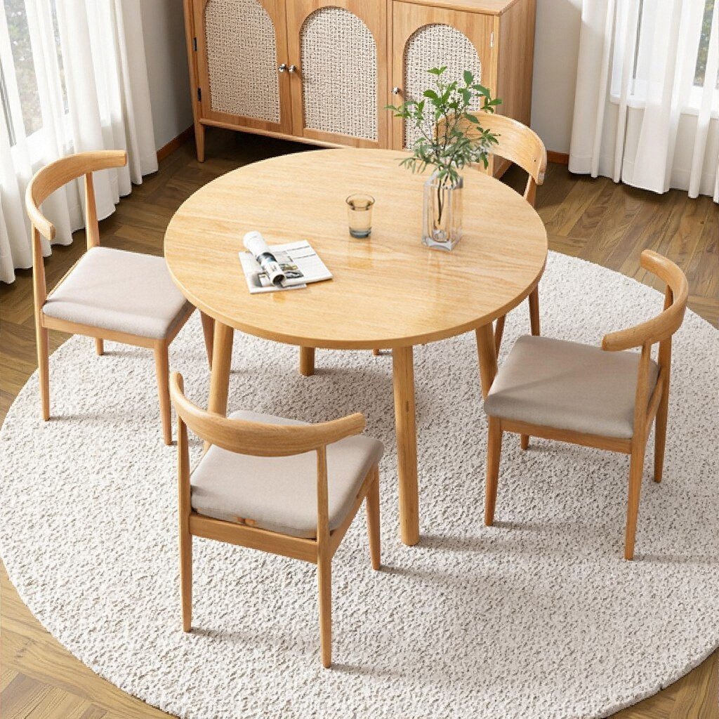 圆形桌子餐桌家用小户型出租房用小茶几现代简约小圆桌椅吃饭桌子