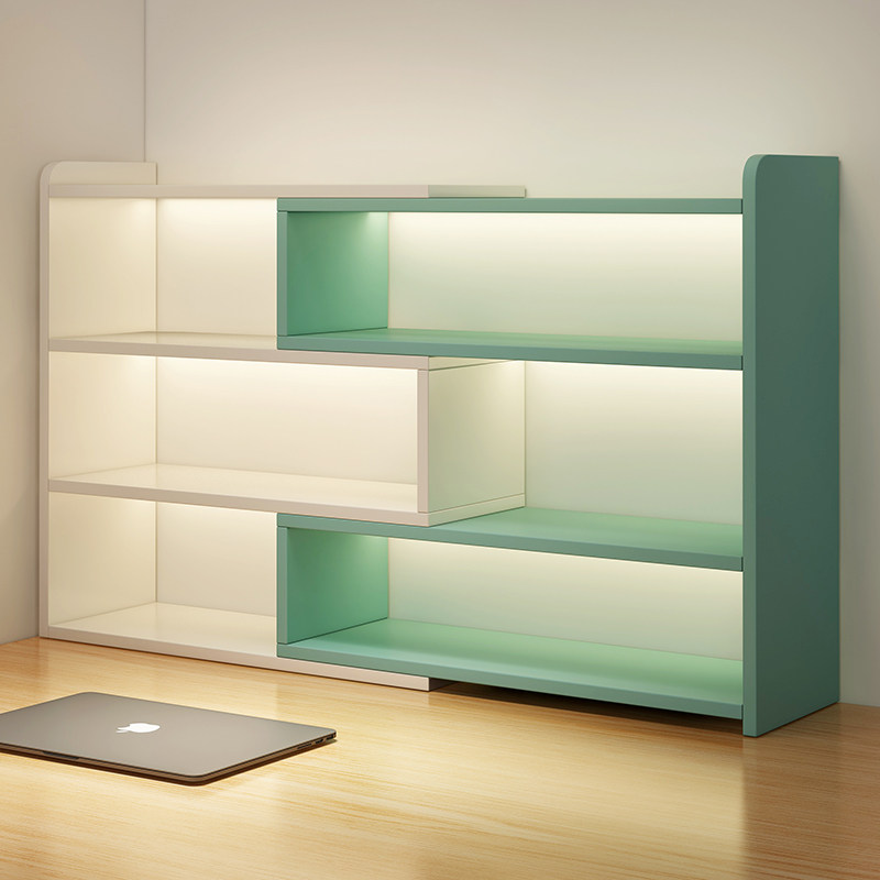 实木桌面书架落地伸缩置物架简易家用卧室学生儿童收纳靠墙书柜子