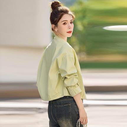 小个子短外套女2025早春新款立领宽松今年流行百搭工装夹克春秋