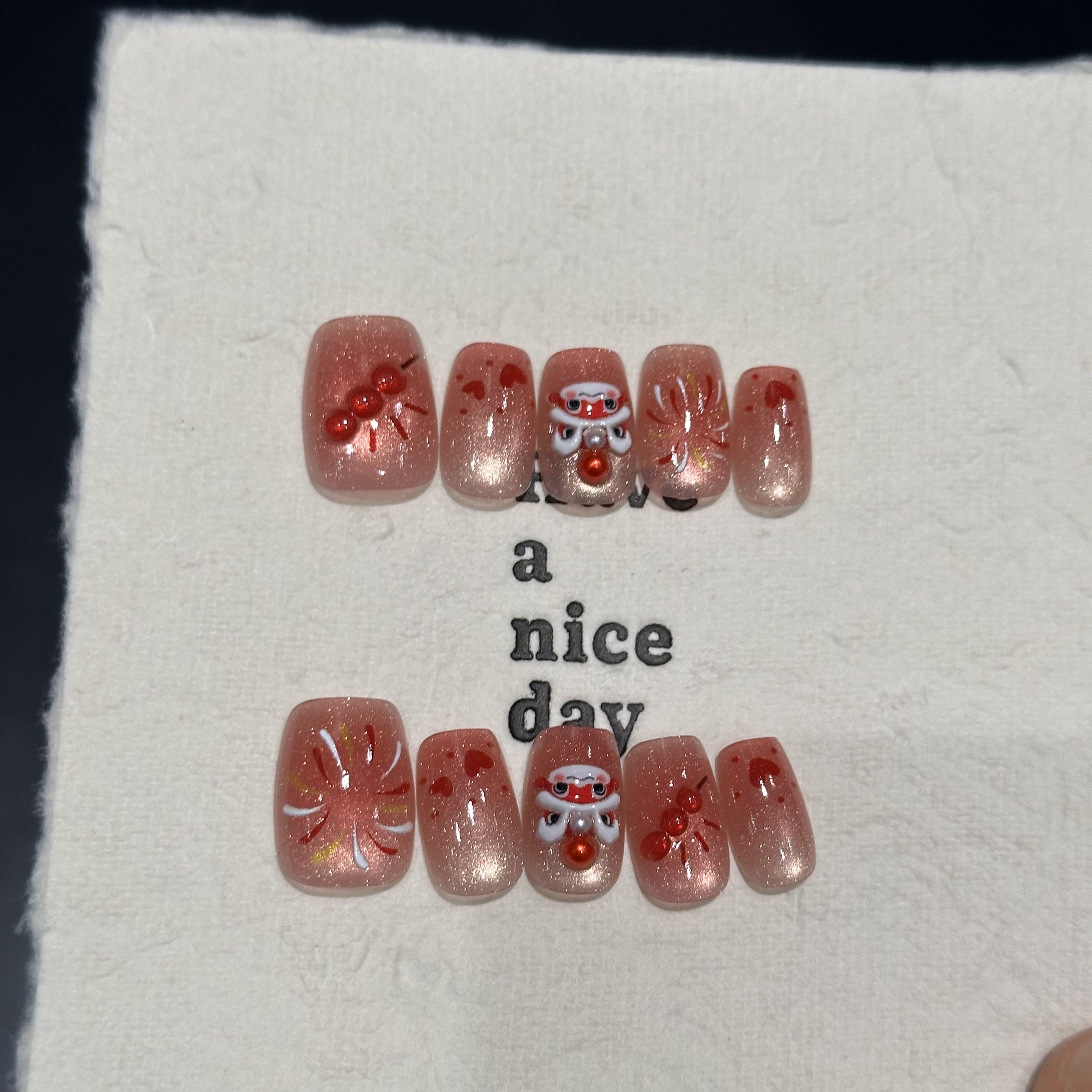 G15烟火醒狮葫芦穿戴甲百搭显白短方立体滴胶卡通渐变可拆卸美甲,彩妆/香水/美妆工具,穿戴甲/甲片,淘宝优惠券,粉丝福利购,淘宝优惠卷