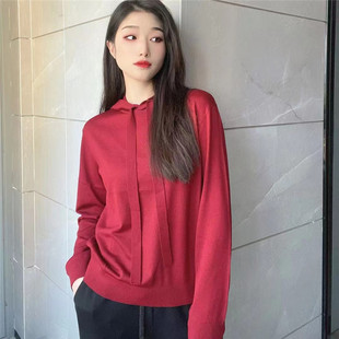 白领哥弟新2024秋冬新款羊毛长袖连帽针织打底衫毛衣卫衣1399450