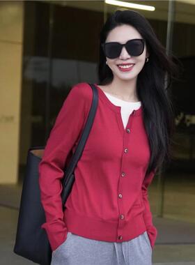 白领哥弟新商场同款2025春款假两件针织开衫5399790-4T23523-033