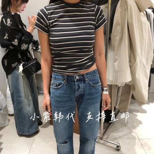 TEMPTING韩国东大门代购 26春新款女装时尚百搭圆领条纹短袖T恤女