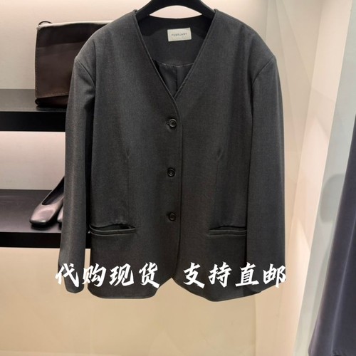 FEBRUARY韩国东大门2026秋季新款女装时尚百搭V领长袖西装外套女