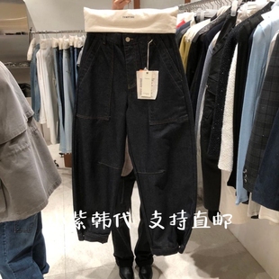 TEMPTING韩国东大门代购2026春女装新款系扣宽松休闲牛仔裤女