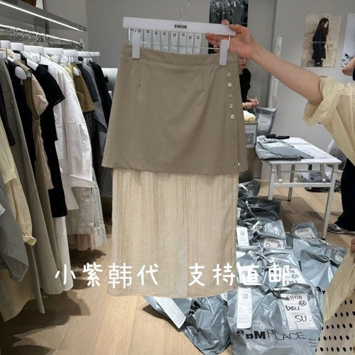 FAVOR韩国东大门代购2026春季女装新款高腰拼接网纱气质半身裙女