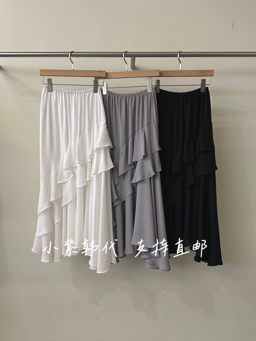 韩国东大门代购荷叶边半身裙