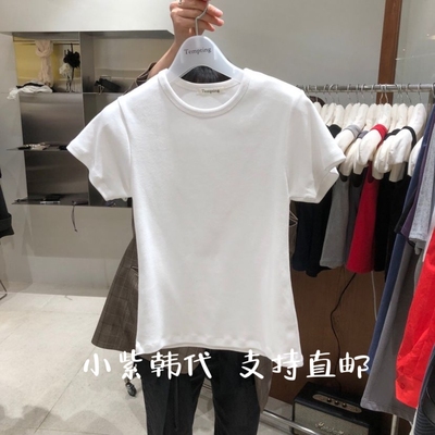 TEMPTING韩国东大门代购 2026春女装新款纯色圆领短袖T恤女
