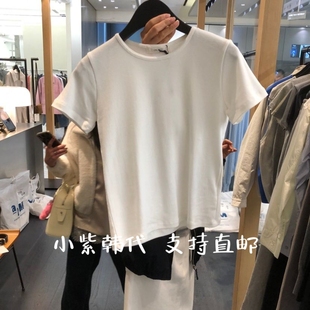 OBJECT韩国东大门代购2026春季女装新款纯色圆领百搭短袖T恤女