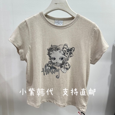 VISUAL SPACE韩国东大门代购2026春夏女装新款卡通圆领短袖T恤女
