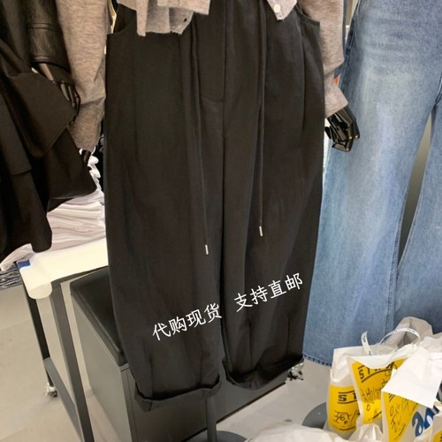 STAR-L韩国正品东大门 2026秋新款时尚百搭抽绳纯色宽松休闲裤女