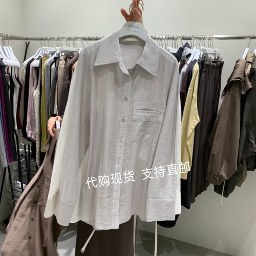 VENIR-A韩国东大门正品 2026秋新款女装时尚双眼皮口袋长袖衬衫女