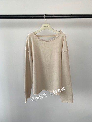 韩国UNDERSON 东大门正品 26秋新款设计款露背毛边纯色圆领卫衣女