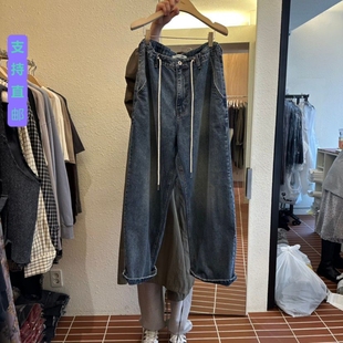 L韩国东大门代购 休闲抽绳牛仔裤 2025秋冬女装 时尚 女 新款 CHOI